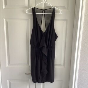 BCBG GENERATION Black Sleeveless Ruffle Front Mini Dress